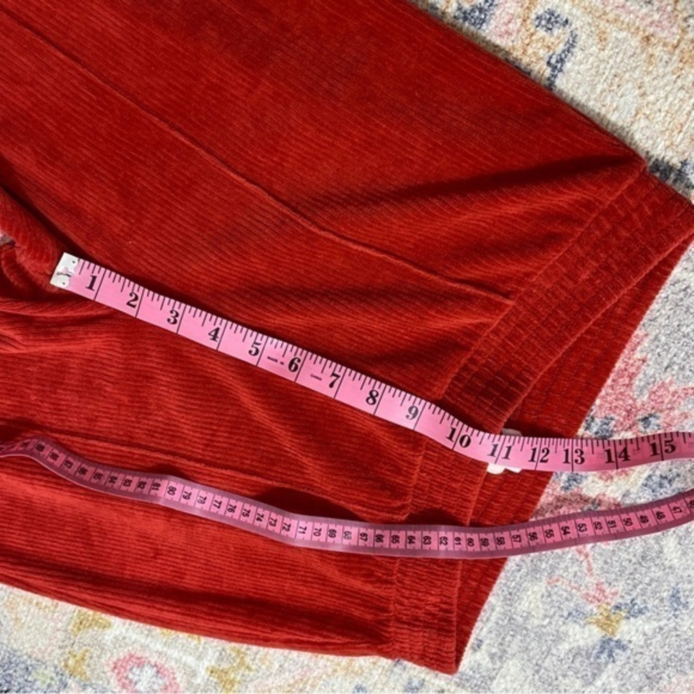 Aerie Small Burnt‎ Orange Red Velour Ribbed Corduroy Flare Pants Pull On - Picture 8 of 9
